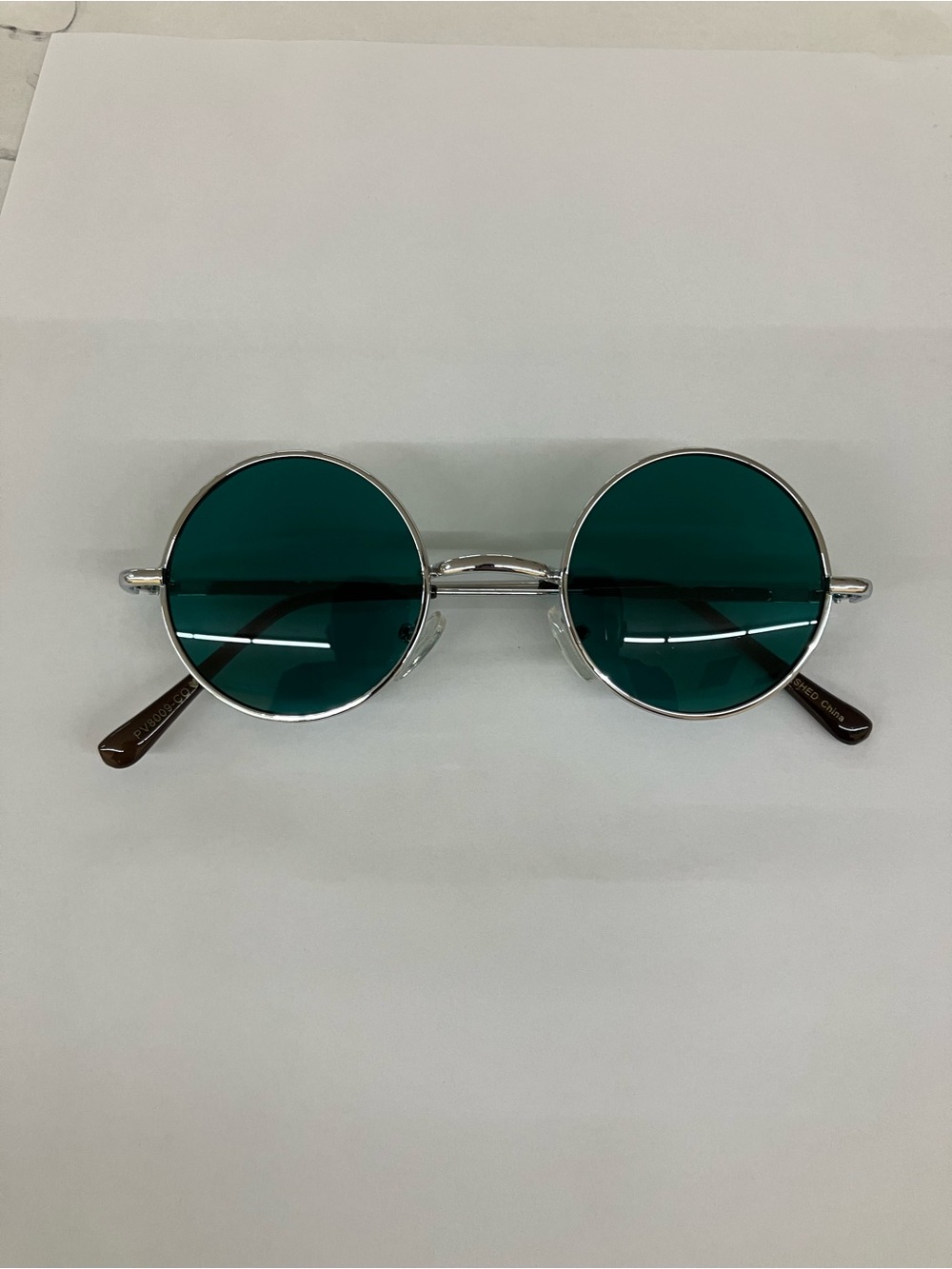Sunglasses Round Lens Green Color Tint NEW Silver Lennon Oasis Glasses Shades
